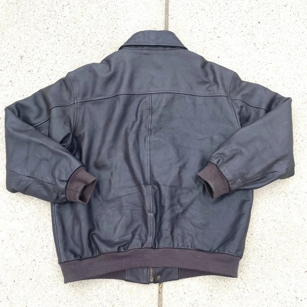 LL BEAN BROWN GOATSKIN LEATHER A-2 BOMBER FLIGHT JACKET XL PILOT AVIATOR COAT